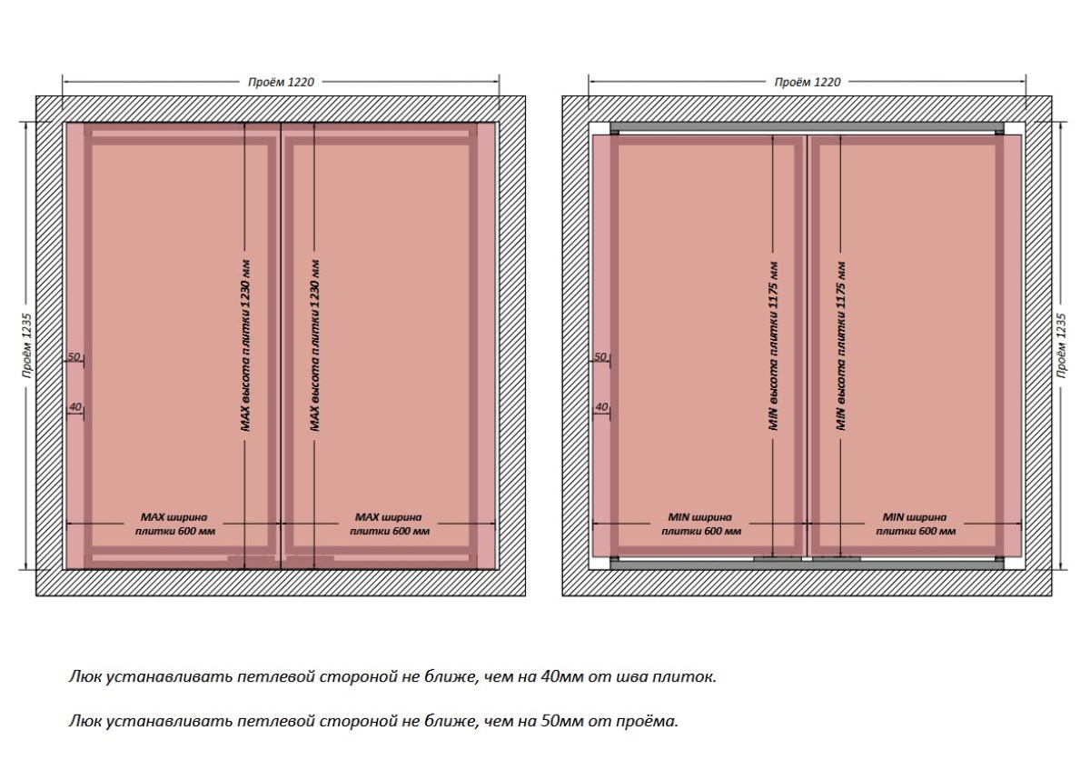 Люк двустворчатый Shagma 120х120 ревизионный под плитку ЛС1200x1200Д 6 Люк двустворчатый Shagma 120х120 ревизионный под плитку ЛС1200x1200Д — изображение 6